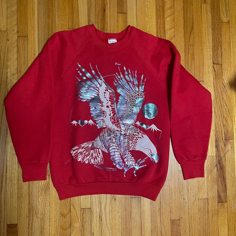 Eagle Graphic Red Crewneck Sweater